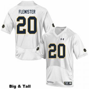 Notre Dame Fighting Irish Men's C'Bo Flemister #20 White Under Armour Authentic Stitched Big & Tall College NCAA Football Jersey KXU1599WE